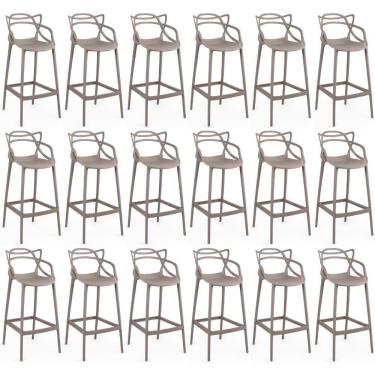 Imagem de Kit 18 Banquetas Allegra Com Encosto Design Cozinha/bancada - Fendi