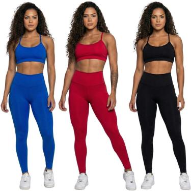 Imagem de KIT 3 Conjunto Top Alça Fina e Calça Suplex Vekyo Roupa Para Academia Treino Moda Fitness Musculação-Feminino