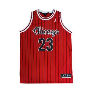 Imagem de Regata Basquete Masculino M10 Classic Chicago Listrada Alt, Vermelho, 