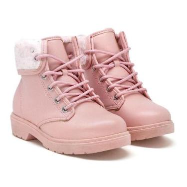 Imagem de Bota Coturno Menina Molekinha Pelo Rosa Claro/Prata 2164.129, 26, Rosa