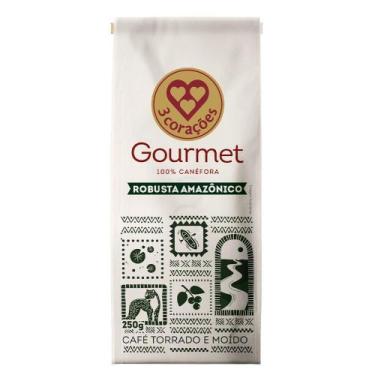 Imagem de Café Torrado e Moído Robusta Amazônico Gourmet 3 Corações Pacote 250g