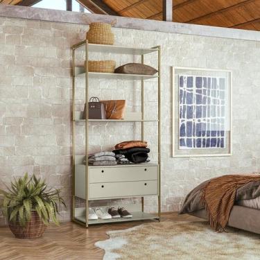 Imagem de Estante de Livros Industrial MDF 89CMX200CM 2 Gavetas 5 Prateleiras Of