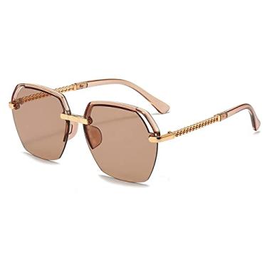 Imagem de Óculos de sol de metal fashion de armação grande, óculos de sol de temperamento de meia armação retrô femininos usam óculos de sol, óculos de todos os jogos, 3, tamanho único