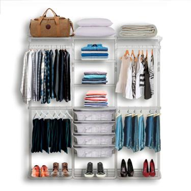 Imagem de Roupeiro Closet Modulado Aramado Gaveta Sapateira Aço 1,90m BR