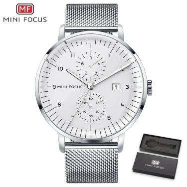 Imagem de Relógio Masculino Mini Focus Mf0052g à Prova D`água Prata