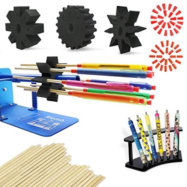 Imagem de Riomh Acessório de espátula de caneta epóxi, adaptador de caneta de glitter para segurar canetas na máquina de girar, kit de canetas de sublimação em branco para fazer canetas personalizadas suporte