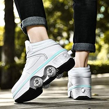 Imagem de Patins com luz LED para mulheres Patins quádruplos Patins infantis Patins infantis Calçados esportivos Patins em linha ajustáveis ​​2 em 1 sapatos multiuso, EUR37