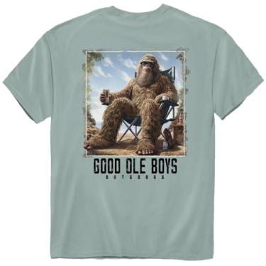 Imagem de Camiseta Masculina Relaxing Bigfoot Good Ole Boys Beach Day Folklore Vacation Outdoors Manga Curta Masculina, Equilibrium Green, GG