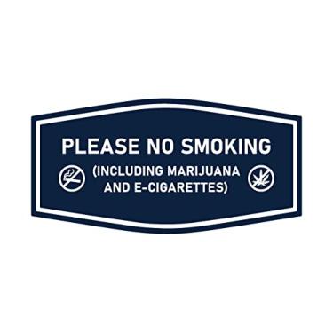 Imagem de Signs ByLITA Placa Fancy Please NO SMOKING (incluindo maconha e cigarros eletrônicos) (azul marinho/branco) - pequena