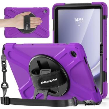 Imagem de BRAECNstock Capa para Samsung Galaxy Tab A9+ Plus 11 polegadas (SM-X210/X216/X218) Capa protetora à prova de choque para Galaxy Tab A9+ Plus infantil com alça de mão giratória + suporte protetor de