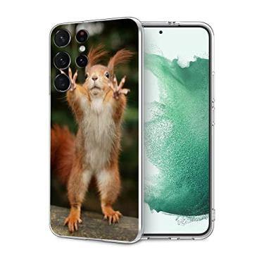 Imagem de Capa projetada para Samsung Galaxy S22 Ultra, capa de telefone de TPU de animal engraçado de esquilo fofo para meninas mulheres homens, capa protetora legal estética moderna capa transparente