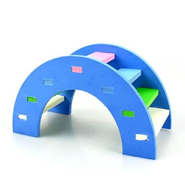 Imagem de Hamster Toy Rainbow Bridge Gangorra – Animais de estimação pequenos, ponte de madeira, escalada, playground, presente para hamsters sírios anões, ratos (azul)
