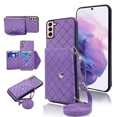 Imagem de Furiet Capa carteira compatível com Samsung Galaxy S24 Plus S24+ 5G com alça de ombro transversal e suporte de couro para cartão de crédito, acessórios para celular para S24plus 24S + S 24 24+ roxo