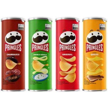 Imagem de Kit 4 Batatas Pringles Queijo 109G + Churrasco  - 109G + Creme E Cebol