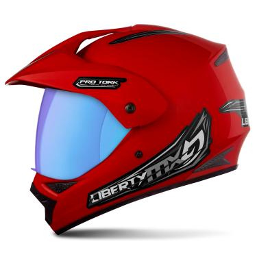 Imagem de CAPACETE FECHADO PRO TORK LIBERTY MX VISION PRO VERMELHO TAM. 60 VIS. CAMALEÃO