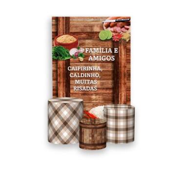Imagem de Painel De Festa Vertical 1,50 x 2,20 + Trio De Capas Cilindro - Feijoa