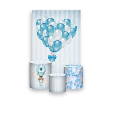 Imagem de Painel De Festa Vertical 1,50 x 2,20 + Trio De Capas Cilindro - Balões