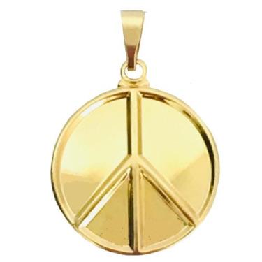 Imagem de Pingente Medalha Símbolo Paz e Amor  + Caixa Veludo  Folheada a Ouro 1