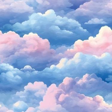 Imagem de VaryStyle Papel de parede de 45 cm x 998 cm com nuvens estéticas, papel de parede com céu azul e rosa, papel de parede de vinil amigável para locatários, papel de parede de contato para armários de