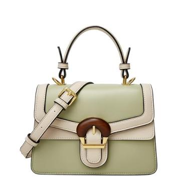 Imagem de Bolsas de alça superior para mulheres - Mini bolsa de designer de moda com alça de couro linda bolsa tiracolo pequena clutch, Verde