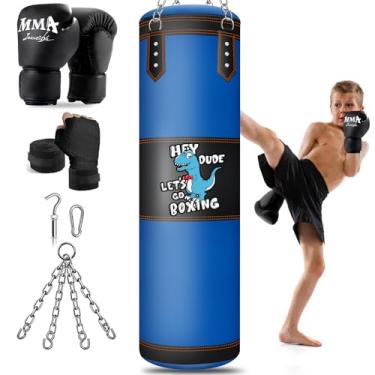 Imagem de YORWHIN Conjunto de saco de pancada infantil de 2,7 m, saco de boxe Oxford para crianças, saco de pancada pendurado com luvas de 170 g, kit de saco de boxe pesado para jovens boxe MMA, kickboxing,