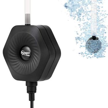Imagem de hygger Mini bomba de ar ultra silenciosa de 1,5 W aquaurium com acessórios, kit de aerador de oxigênio para tanque de peixes de 0,5 a 15 galões, vem com tubos de ar de 3/16 polegadas, pedra de ar, AC 110V/60HZ, cabo de alimentação de 1,1 m