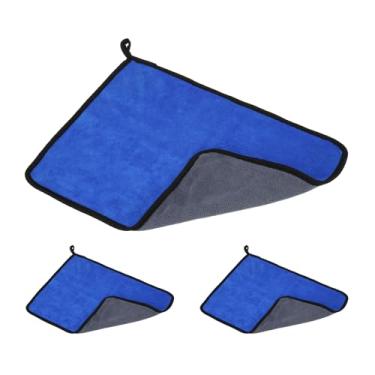 Imagem de PATIKIL Toalha de taco de bilhar de 29 x 40 cm, pacote com 3 panos de limpeza de taco de sinuca de lã coral para bastões de sinuca acessórios para tacos de bilhar, azul e cinza