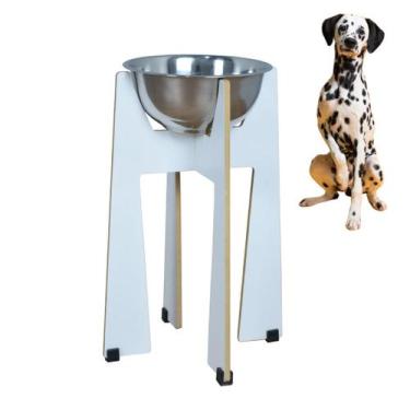 Imagem de Comedouro Elevado Pet Gato Cachorro MDF Torre Grande 35 cm - Inox - Ma