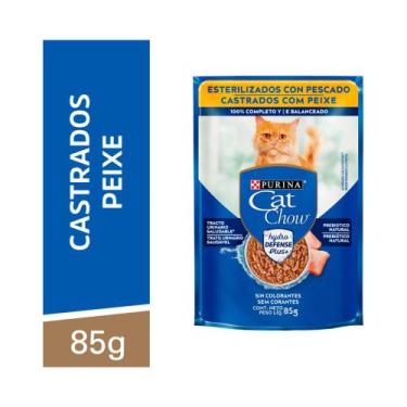 Imagem de Ração Úmida Cat Chow para Gatos Castrados Sabor Peixe 85g - Purina