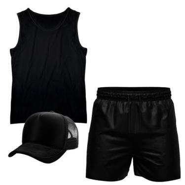 Imagem de Conjunto Camiseta Regata Algodão Short Tactel e Boné Masculino - Relax