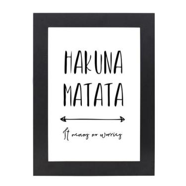 Imagem de Quadro Decorativo Com Moldura Preta e Vidro Frase Hakuna Matata 36x26,