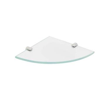 Imagem de Prateleira De Canto Vidro 20x20cm Com Suporte Fenda Cromado  Incolor -