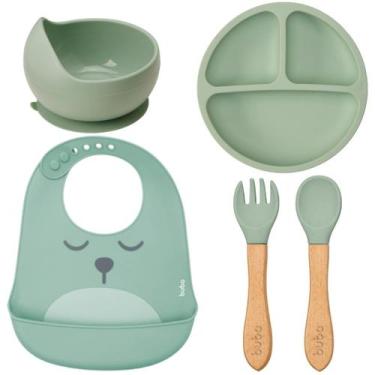 Imagem de Kit Alimentação Silicone Gumy Buba 5 Peças Babador Prato Bowl Talher d