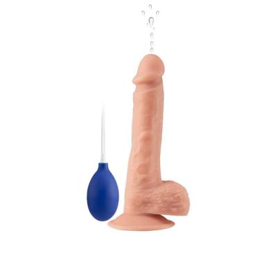 Imagem de LEQC Realistic Squirting Dildo Ejaculando pênis para iniciantes com ventosa forte para brincar com as mãos livres, vibrador macio com eixo curvo e bolas, jogo de próstata anal 8,47 polegadas
