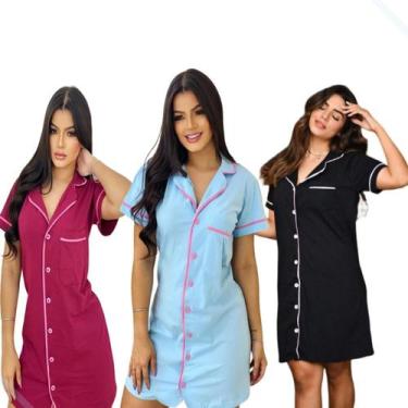 Imagem de Kit 3 Camisolas Hospitalar Aberta Na Frente Pós Cirúrgico Com Botão Ma