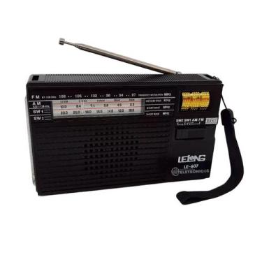 Imagem de Rádio portátil fm/am/sw1-2 preto com lanterna e  bateria  recarregável