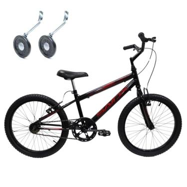 Imagem de Bicicleta Aro 20 Infantil Saidx Premium Bike Freios V Brake Aro em Alumínio Feminina e Masculina Com Rodinhas (Preto e Vermelho)