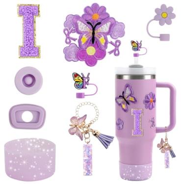 Imagem de Conjunto de acessórios de copo de 15 peças para copo Stanley Cup de 850 g 1134 g com alça, incluindo capa de canudo de silicone e bota, tampa à prova de derramamento, pingentes Stanley, pingente de