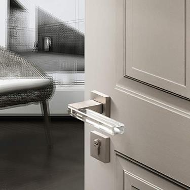 Imagem de Estilo moderno/textura de cristal/maçaneta de fechadura de porta de sala mudo moda fechadura de porta interior antifurto ferragens de móveis (C)