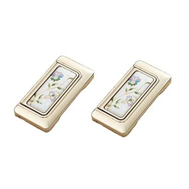 Imagem de Puxador de armário retrô padrão floral puxadores de armário de cerâmica puxadores de gaveta para porta de cozinha puxadores de móveis de guarda-roupa (ouro 64 mm)