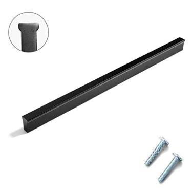 Imagem de Puxador em T para móveis simples e modernos, puxadores de porta de armário de gaveta de banheiro de liga de alumínio, puxadores de armário de guarda-roupa de cômoda, com parafusos, preto fosco (centro