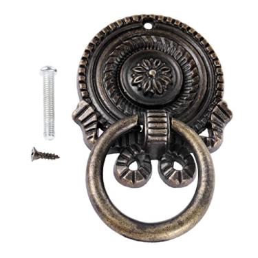 Imagem de Puxador de anel de furo único, 2 peças, puxador de liga de bronze antigo, porta de armário, gaveta, cozinha, gaveta retrô