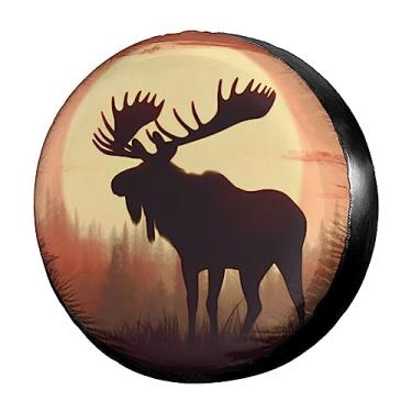 Imagem de Capa de pneu Dujiea Wild Moose Natureza Paisagem, capa de pneu sobressalente de roda universal protetor de pneu à prova d'água à prova de poeira para caminhão de caminhão de caminhão de Jeep Trailer RV Van SUV e muitos veículos 14 15 16 17 polegadas