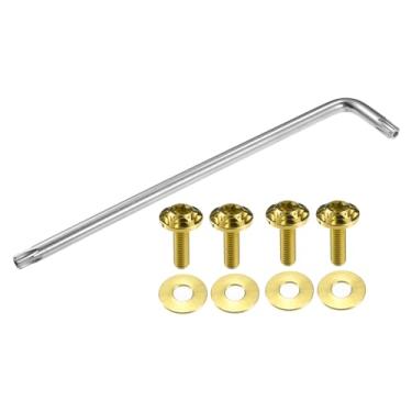 Imagem de Partuto 1 conjunto de parafusos universais antifurto para placa de licença M6 de 1/10.2 cm - Kits de fixação de parafusos de segurança de carro para suporte de quadro de etiqueta de carro com 4