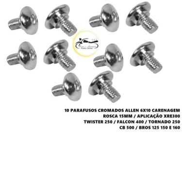 Imagem de Kit 10 Parafusos Carenagem Allen Xre 300 Cb 300 Falcon 400 Bros 125 15