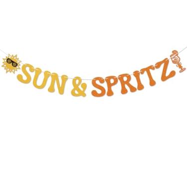 Imagem de Sun and Spritz Banner - Love At First Spritz Decor, Lemon Citrus Bach Party Decor, Summer Aperol Spritz Bridal Shower Decorations Gold Orange Glitter