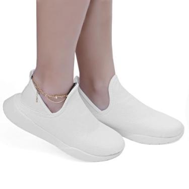 Imagem de Ténis Meia Branco Feminina Calce Fácil Estilo Caminhada 22 - V L acess