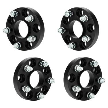 Imagem de ILONPA 4 peças 5 x 4,5 1 polegada (25,4 mm) espaçadores de roda centrados com furo de 67,1 mm para Hyundai Elantra Veloster Sonata Santa Fe, Genesis Coupe, Mazda 5 MX-5, 5x114,3 M12x1,5 Rosca 5