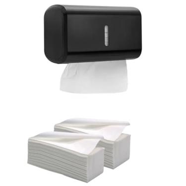 Imagem de Dispenser Papel Toalha interfolhado Compacto Kit com papel(Toalheiro Urban Preto+2Papel)