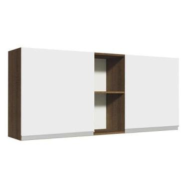 Imagem de Armário Aéreo 150 Cm 2 Portas E 2 Nichos Rustic/branco - MADESA